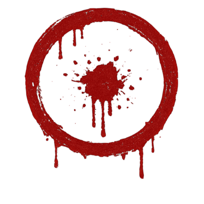 a logo depicting a dripping red circle